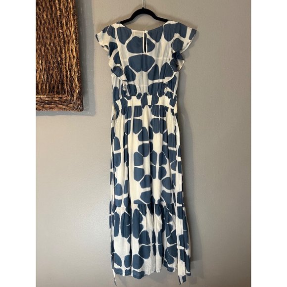 The Odells Maxi Seville Dress Cream Blue Cotton Washable - Picture 14 of 16